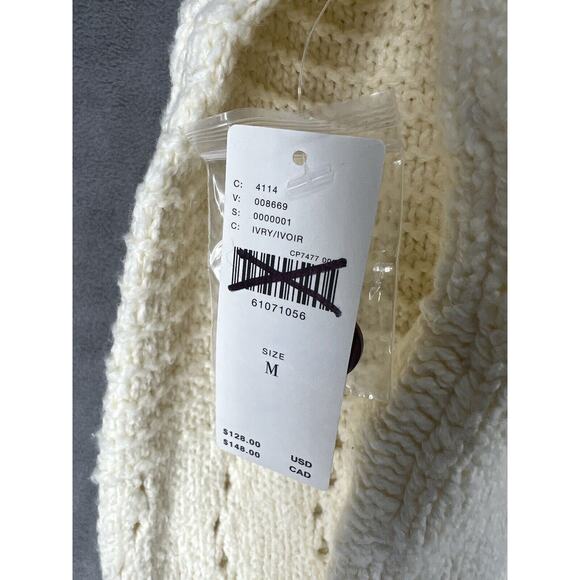 Anthropologie Pilcro Diana Cropped Cardigan Sweater Size Medium Ivory - Picture 6 of 9